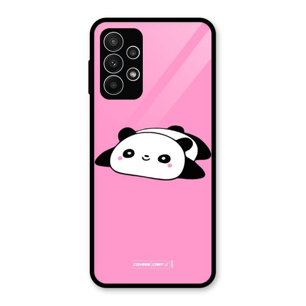 Cute Lazy Panda Glass Back Case for Galaxy A23