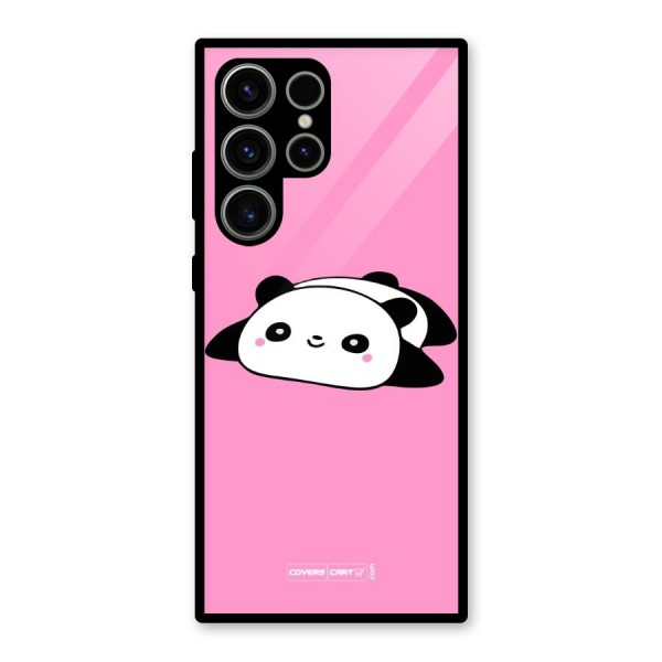 Cute Lazy Panda Glass Back Case for Galaxy S23 Ultra