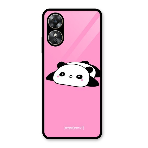 Cute Lazy Panda Glass Back Case for Oppo A17