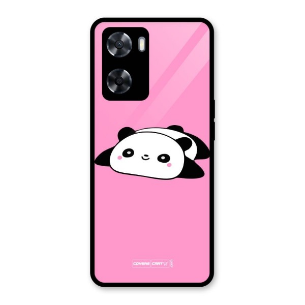 Cute Lazy Panda Glass Back Case for Oppo A57 2022