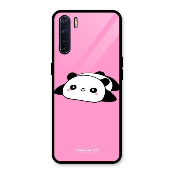 Cute Lazy Panda Glass Back Case for Oppo F15