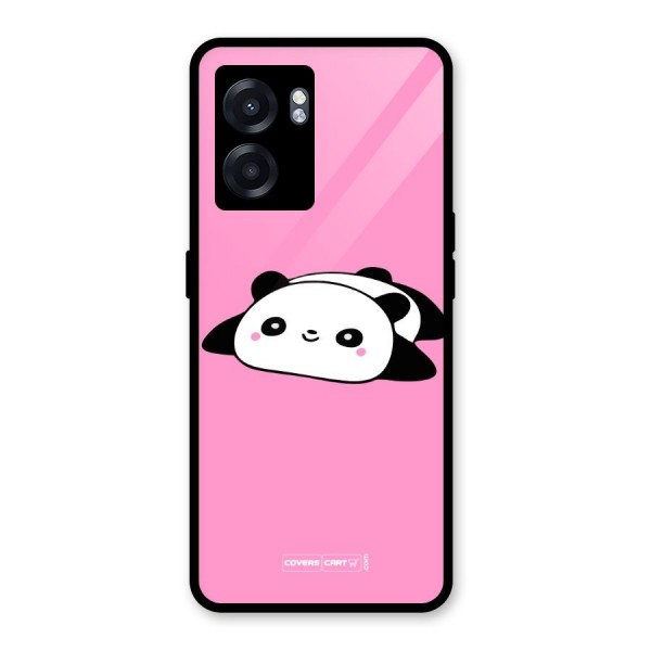 Cute Lazy Panda Glass Back Case for Oppo K10 (5G)