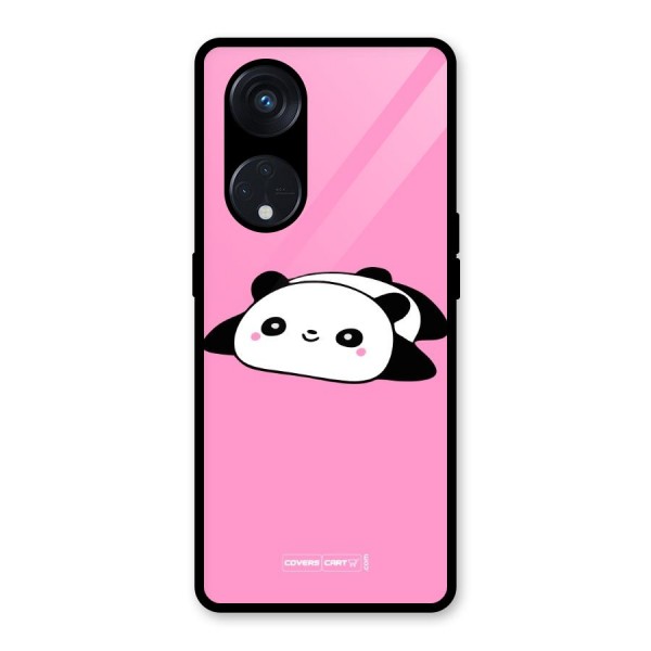 Cute Lazy Panda Glass Back Case for Reno8 T 5G