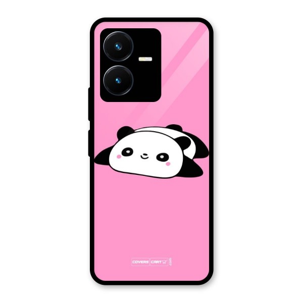 Cute Lazy Panda Glass Back Case for Vivo Y22