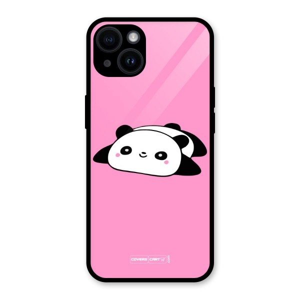 Cute Lazy Panda Glass Back Case for iPhone 14