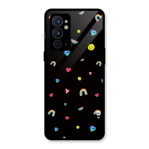 Cute Multicolor Shapes Glass Back Case for OnePlus 9RT 5G