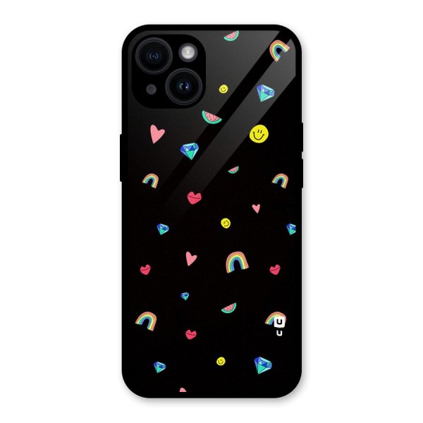 Cute Multicolor Shapes Glass Back Case for iPhone 14