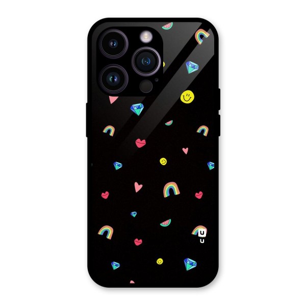 Cute Multicolor Shapes Glass Back Case for iPhone 14 Pro