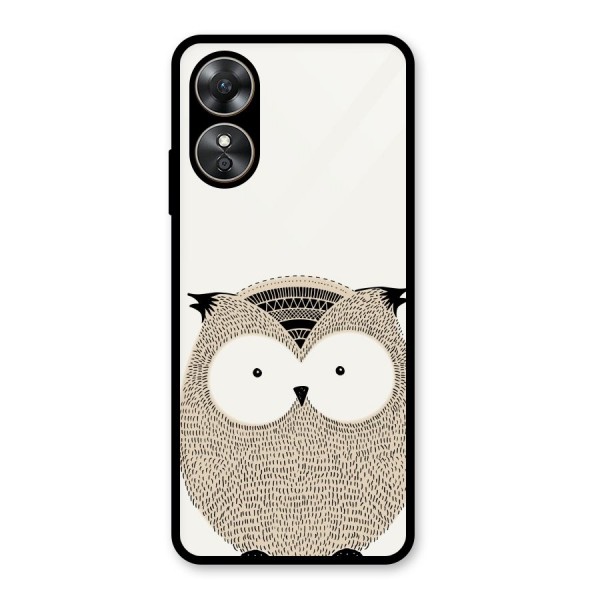 Cute Owl Glass Back Case for Oppo A17