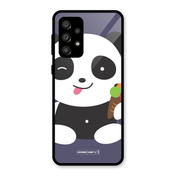 Cute Panda Blue Glass Back Case for Galaxy A32