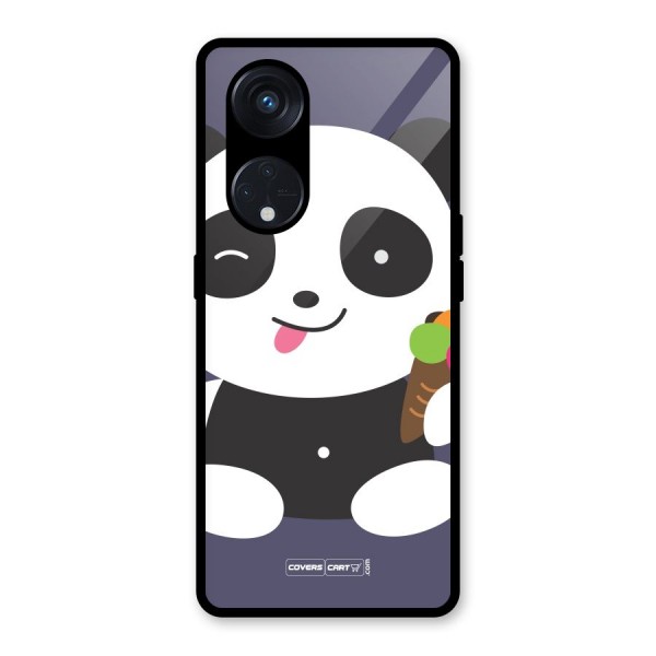 Cute Panda Blue Glass Back Case for Reno8 T 5G