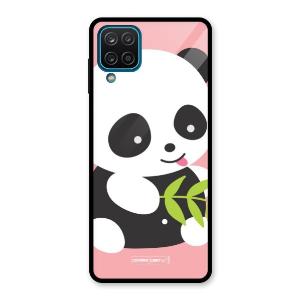 Cute Panda Pink Glass Back Case for Galaxy A12