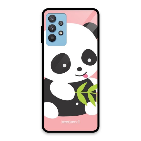 Cute Panda Pink Glass Back Case for Galaxy M32 5G