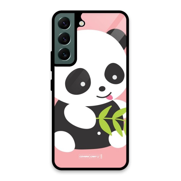 Cute Panda Pink Glass Back Case for Galaxy S22 5G