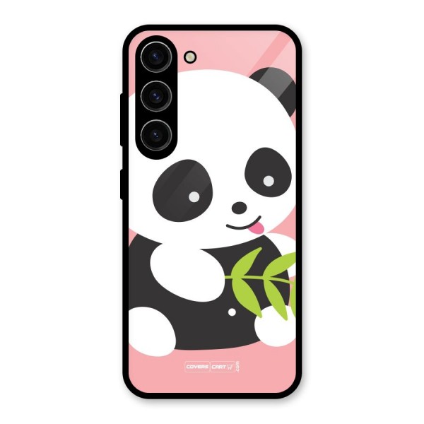 Cute Panda Pink Glass Back Case for Galaxy S23