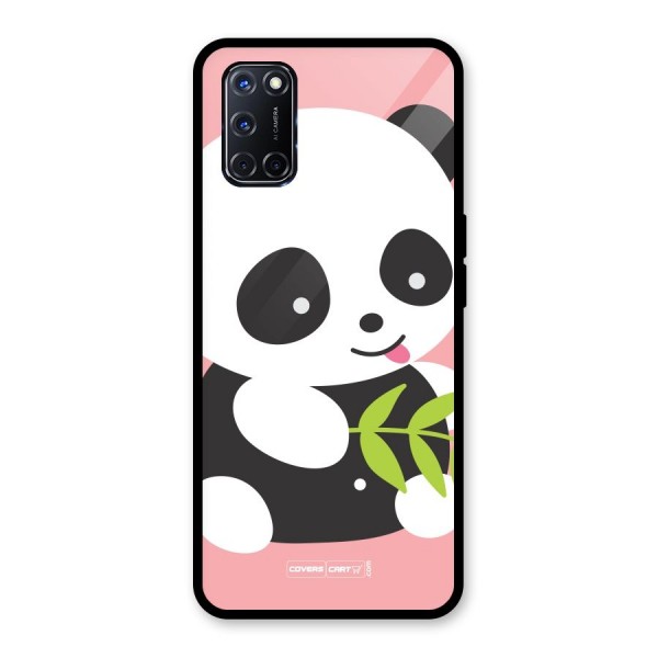 Cute Panda Pink Glass Back Case for Oppo A52