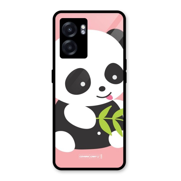 Cute Panda Pink Glass Back Case for Oppo K10 (5G)