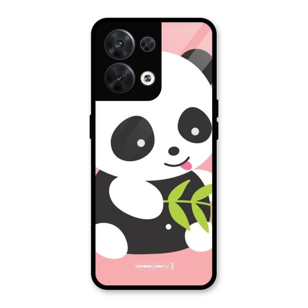 Cute Panda Pink Glass Back Case for Oppo Reno8 5G