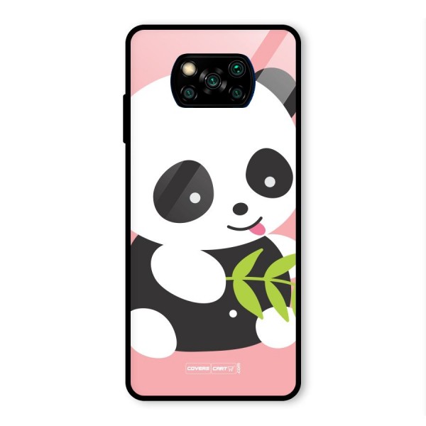 Cute Panda Pink Glass Back Case for Poco X3 Pro