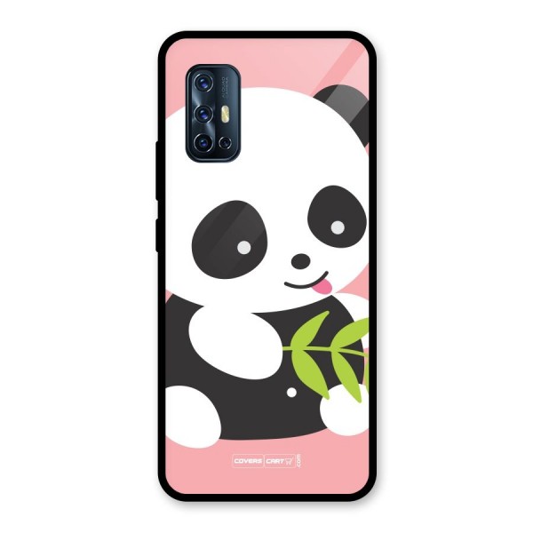 Cute Panda Pink Glass Back Case for Vivo V17