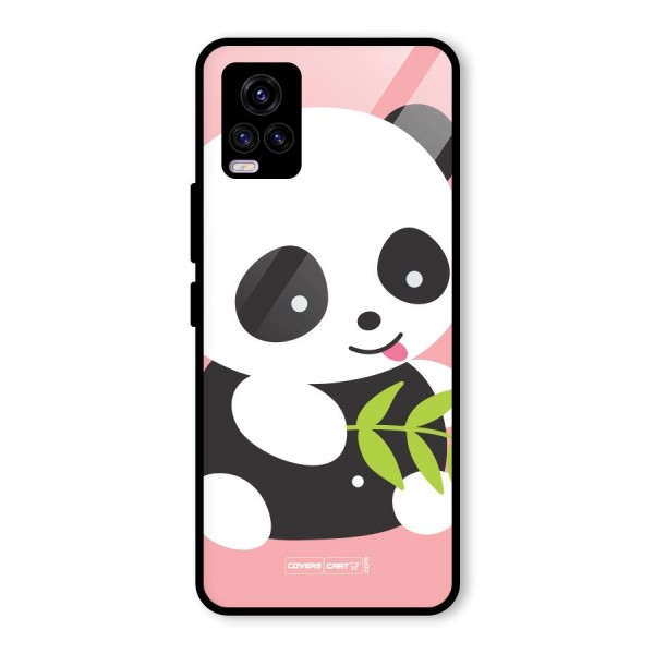 Cute Panda Pink Glass Back Case for Vivo V20