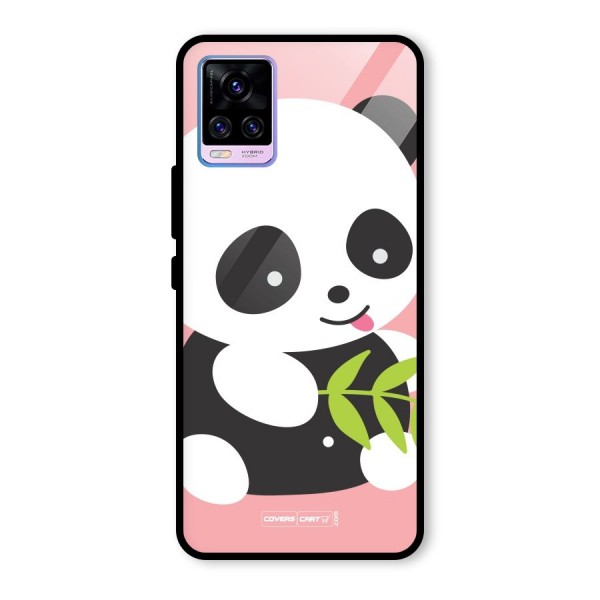 Cute Panda Pink Glass Back Case for Vivo V20 Pro