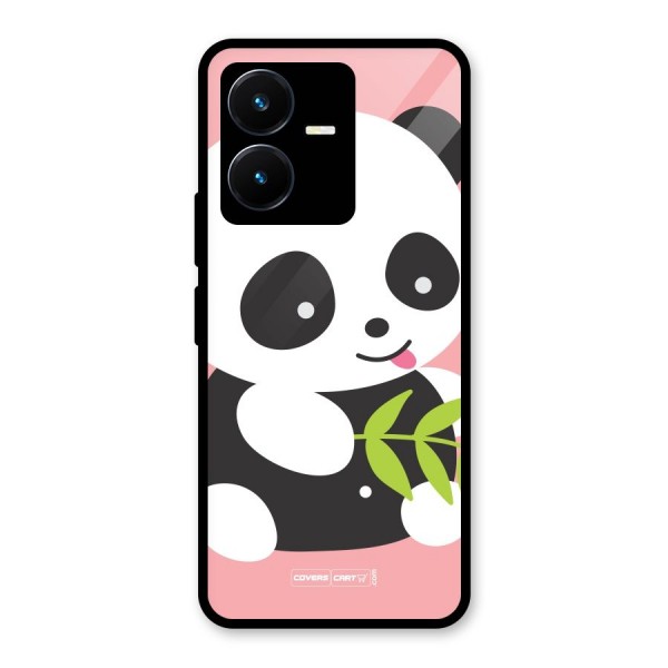 Cute Panda Pink Glass Back Case for Vivo Y22