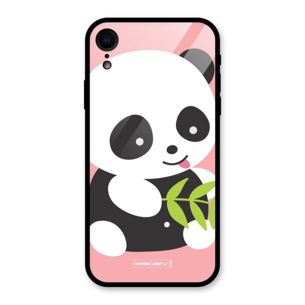 Cute Panda Pink Glass Back Case for XR