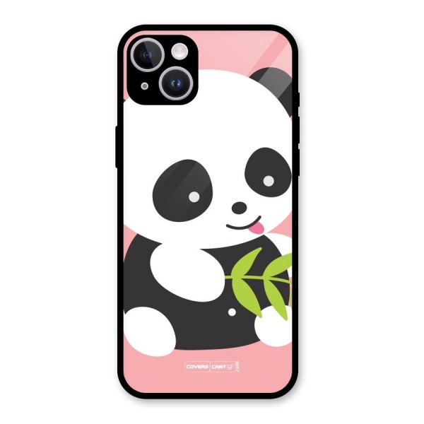 Cute Panda Pink Glass Back Case for iPhone 14 Plus