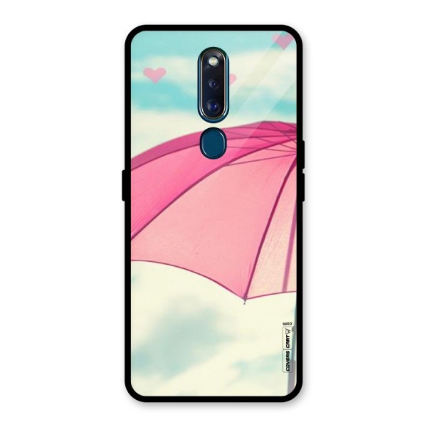 Cute Pink Umbrella Glass Back Case for Oppo F11 Pro