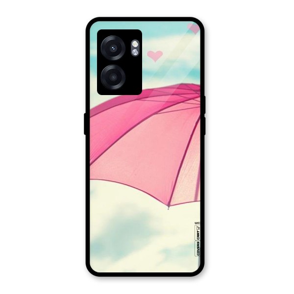 Cute Pink Umbrella Glass Back Case for Oppo K10 (5G)