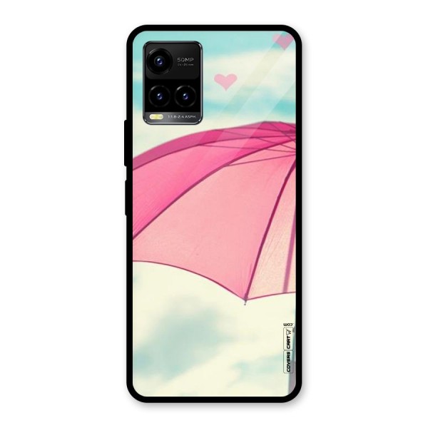 Cute Pink Umbrella Glass Back Case for Vivo Y21 2021