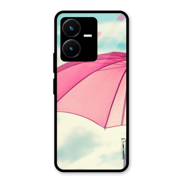 Cute Pink Umbrella Glass Back Case for Vivo Y22