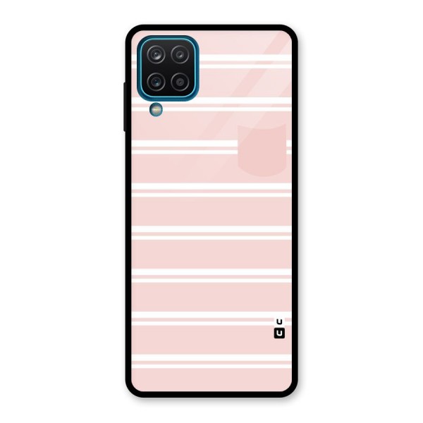 Cute Pocket Striped Glass Back Case for Galaxy A12