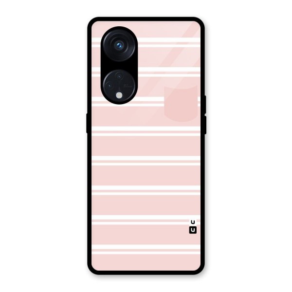 Cute Pocket Striped Glass Back Case for Reno8 T 5G