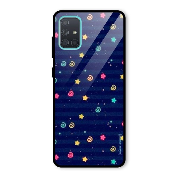 Cute Stars Design Glass Back Case for Galaxy A71