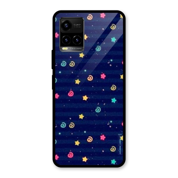 Cute Stars Design Glass Back Case for Vivo Y21 2021