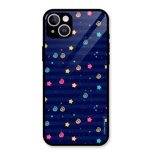 Cute Stars Design Glass Back Case for iPhone 14 Plus