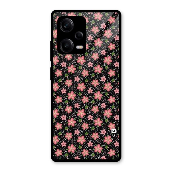 Cute Tiny Flowers Glass Back Case for Redmi Note 12 Pro