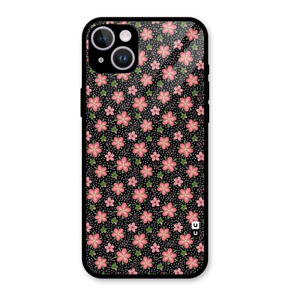 Cute Tiny Flowers Glass Back Case for iPhone 14 Plus