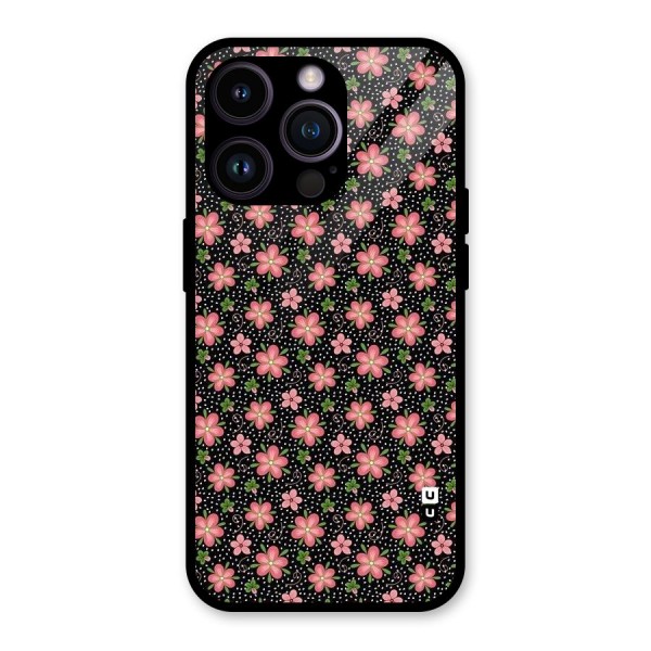 Cute Tiny Flowers Glass Back Case for iPhone 14 Pro