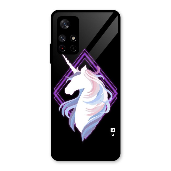 Cute Unicorn Illustration Glass Back Case for Redmi Note 11T 5G