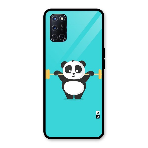 Cute Weightlifting Panda Glass Back Case for Oppo A52