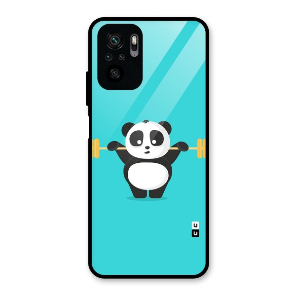 Cute Weightlifting Panda Glass Back Case for Redmi Note 10