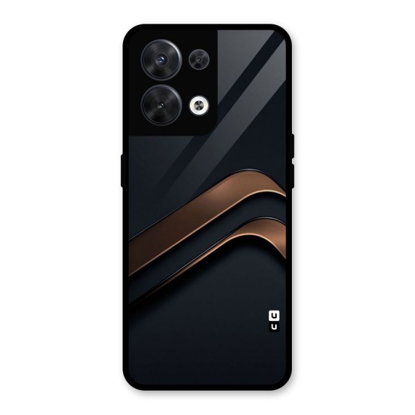 Dark Gold Stripes Glass Back Case for Oppo Reno8 5G