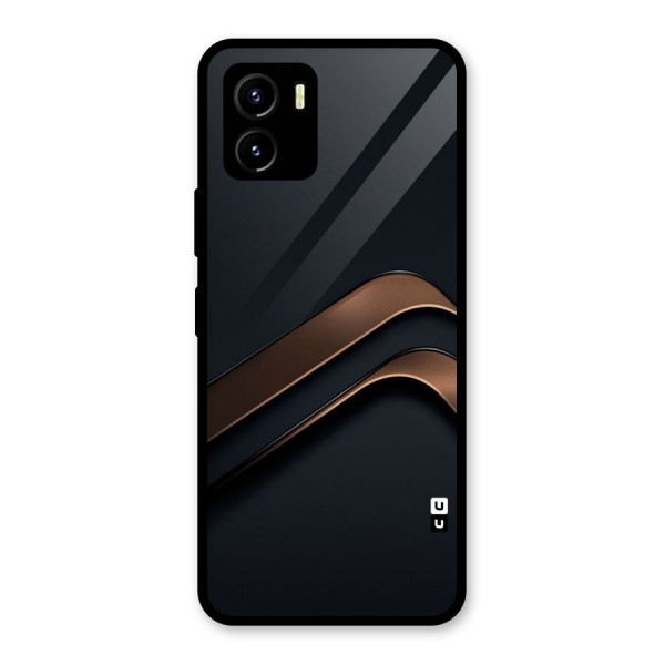 Dark Gold Stripes Glass Back Case for Vivo Y15s