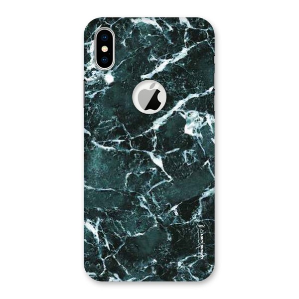 Dark Green Marble Back Case for iPhone XS Logo Cut