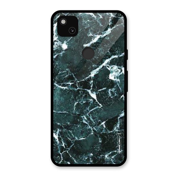 Dark Green Marble Glass Back Case for Google Pixel 4a