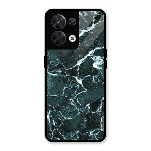 Dark Green Marble Glass Back Case for Oppo Reno8 5G