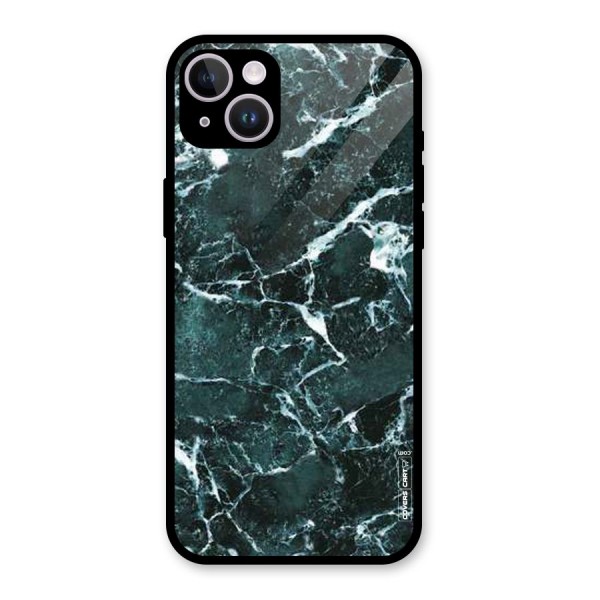 Dark Green Marble Glass Back Case for iPhone 14 Plus